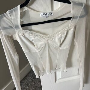 I.AM.GIA Ivory Lace Detail Top